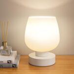 White Glass Touch Table Lamp 3-Way Dimmable