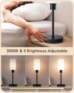 19" Black Glass Touch Table Lamp Dimmable USB-A+C - Image 2