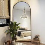 71"x26" Black Aluminum Arched Full Length Mirror
