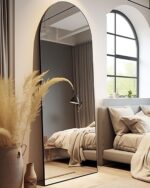58"x18" Black Aluminum Arched Full Length Mirror
