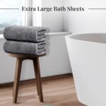 2-Pack Dark Grey 100% Cotton Extra Large Bath Sheet 35x70 - Image 2