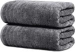 2-Pack Dark Grey 100% Cotton Extra Large Bath Sheet 35x70