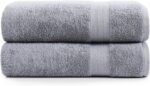 2-Pack Space Grey 100% Ring Spun Cotton Oversized Bath Towel 35x66
