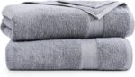 2-Pack Space Grey 100% Ring Spun Cotton Oversized Bath Towel 35x66 - Image 2
